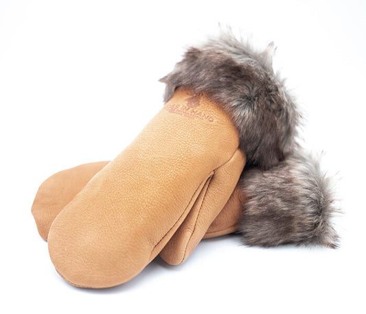 SADDLETAN DEER FAUX-FUR TRIM MITT