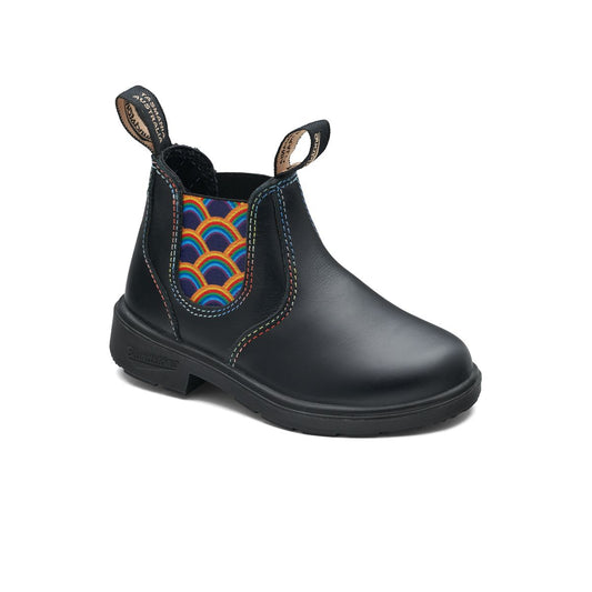Kid's - 2254 Black with Rainbow Elastic and Contrast Stitching