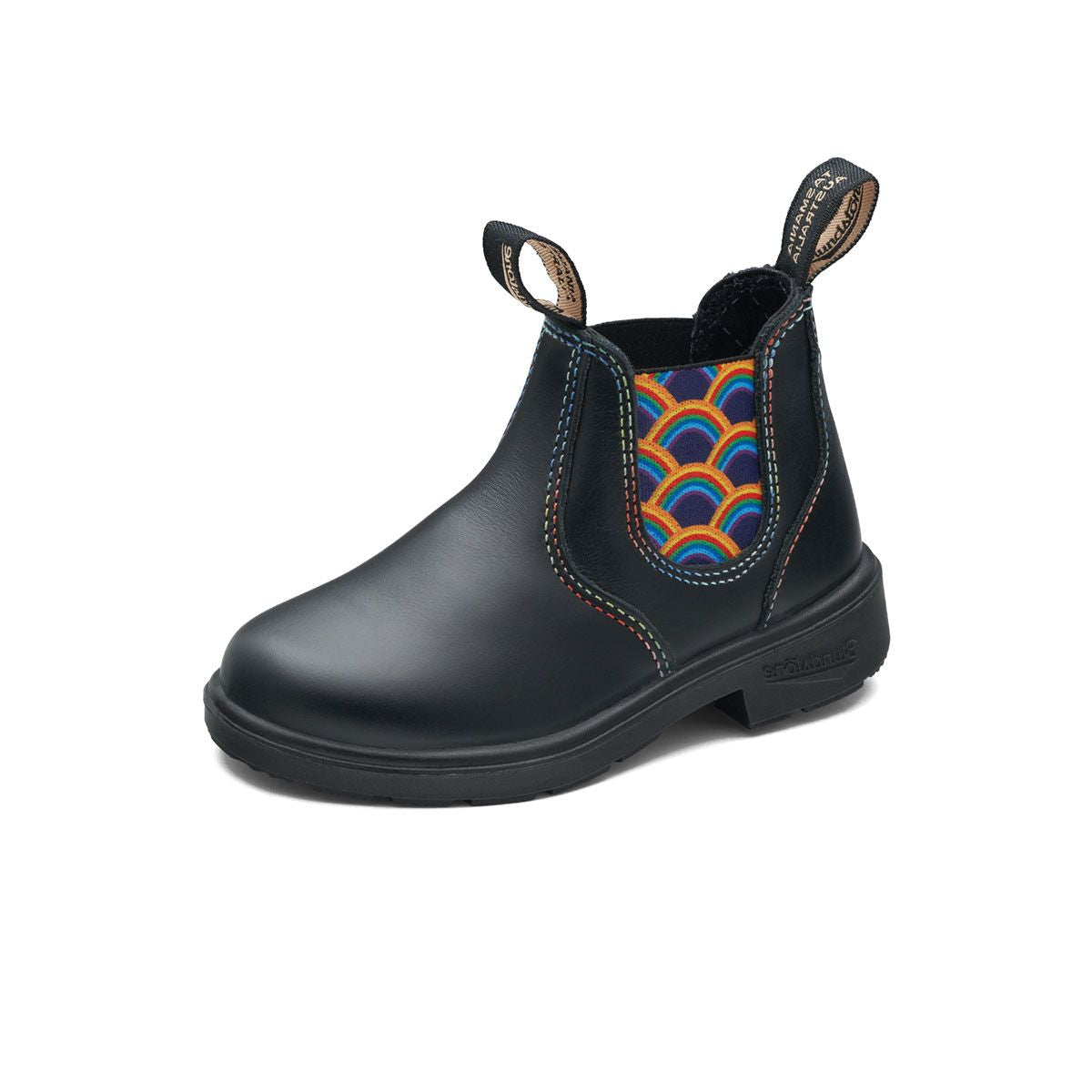 Kid's - 2254 Black with Rainbow Elastic and Contrast Stitching