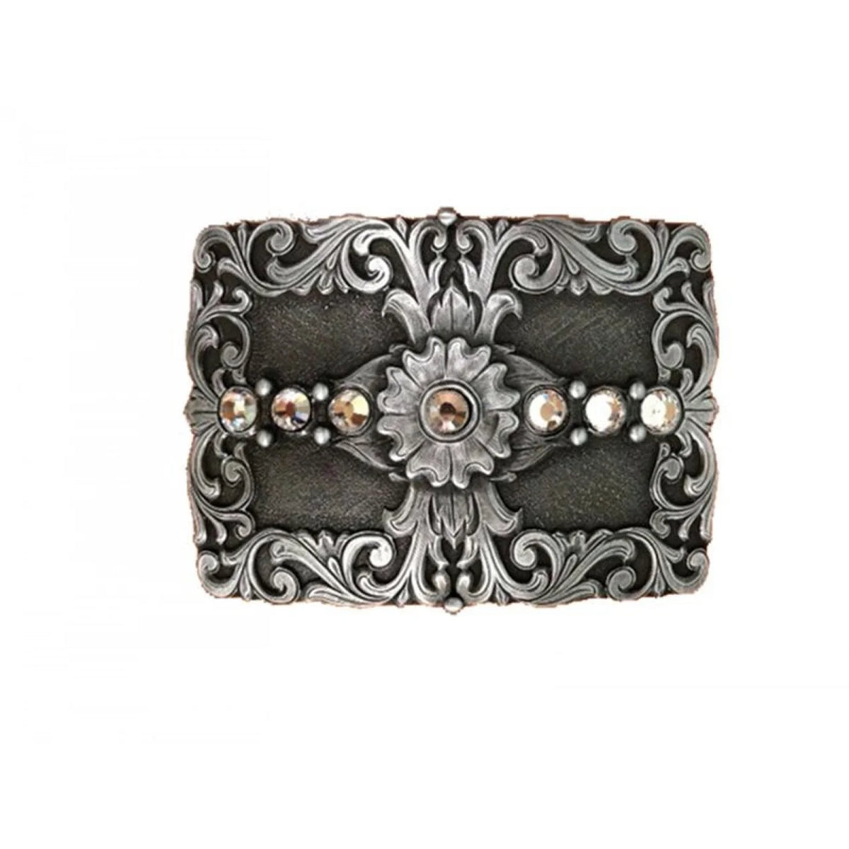Antique Silver Floral Scroll , Rhinestones Item 915226