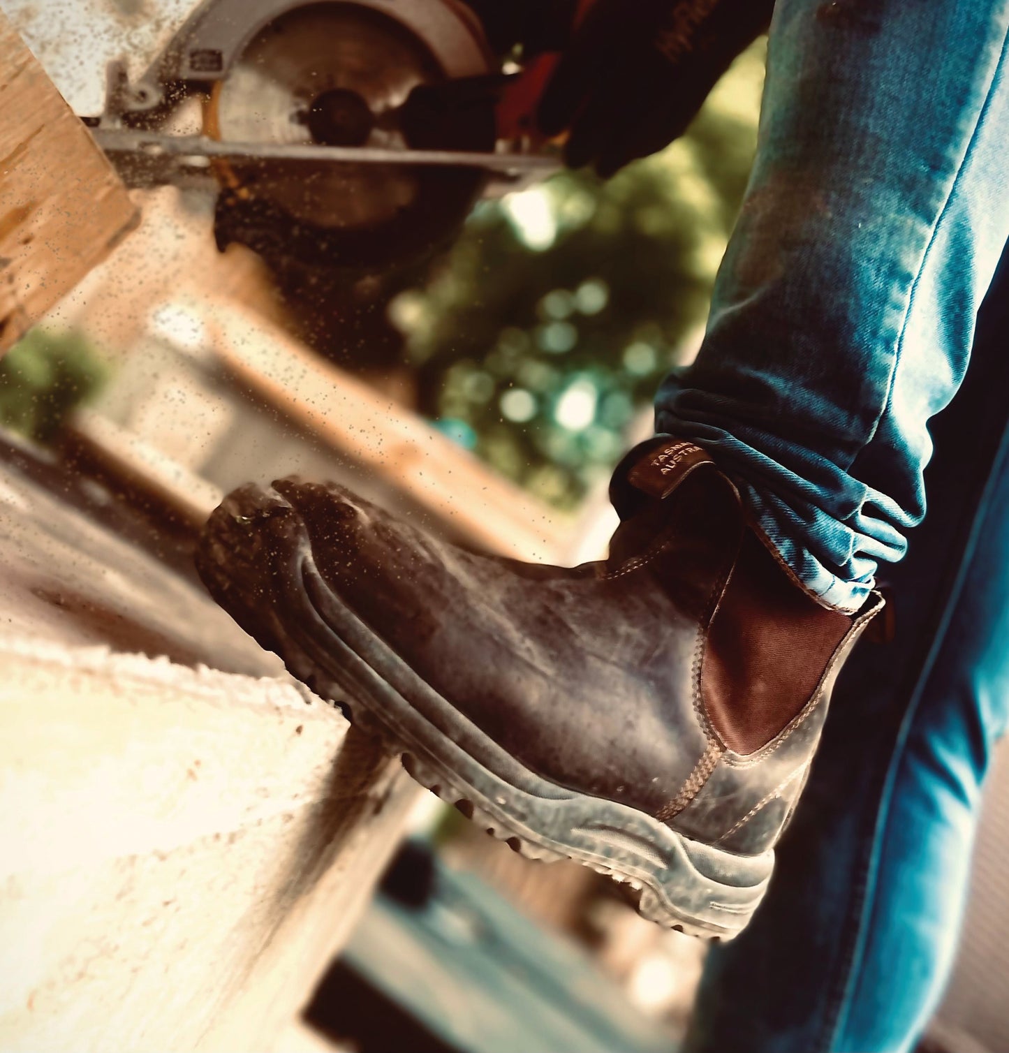 Pair of 162 Blundstones worn on job site.