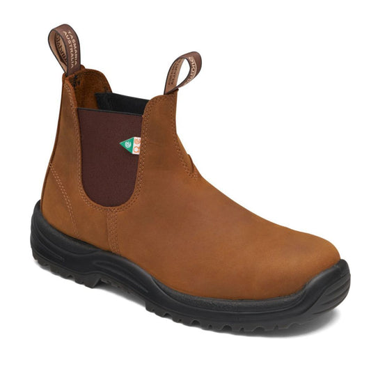 Blundstone CSA steel toed boot 164 in saddle brown.