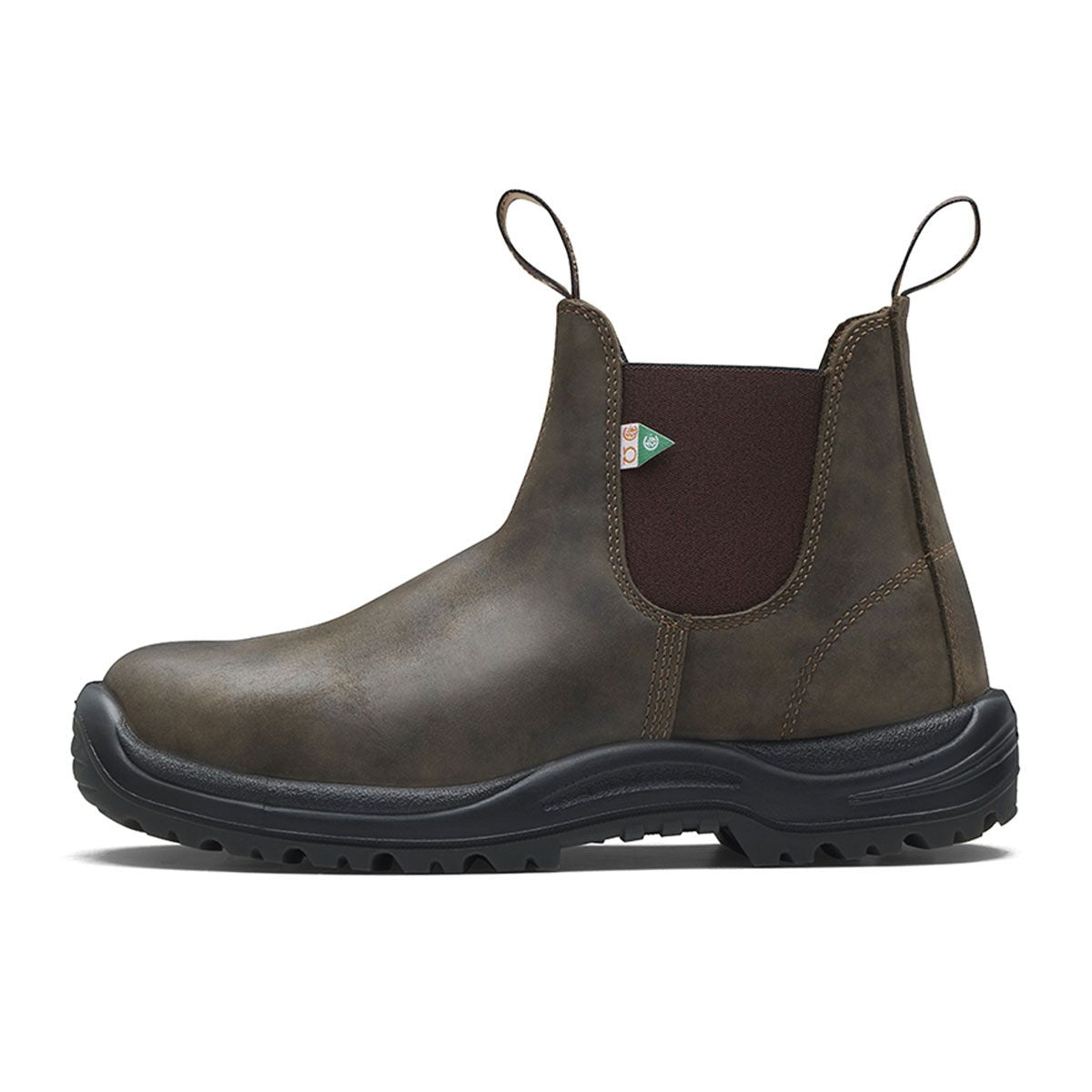 Profile of a Blundstone CSA 180 boot in rustic brown.
