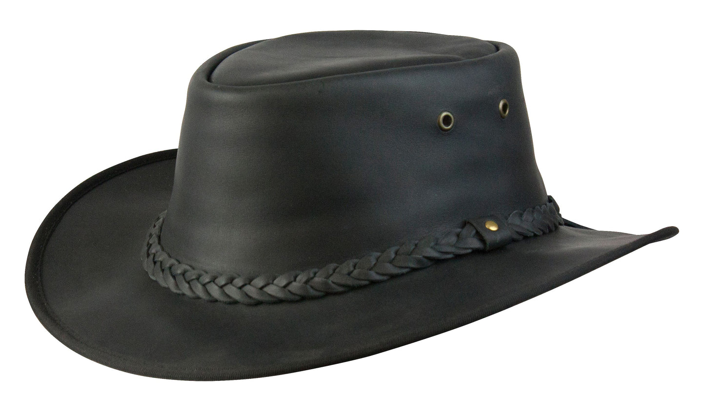 Lone Wolf Crushable Leather Hat in black
