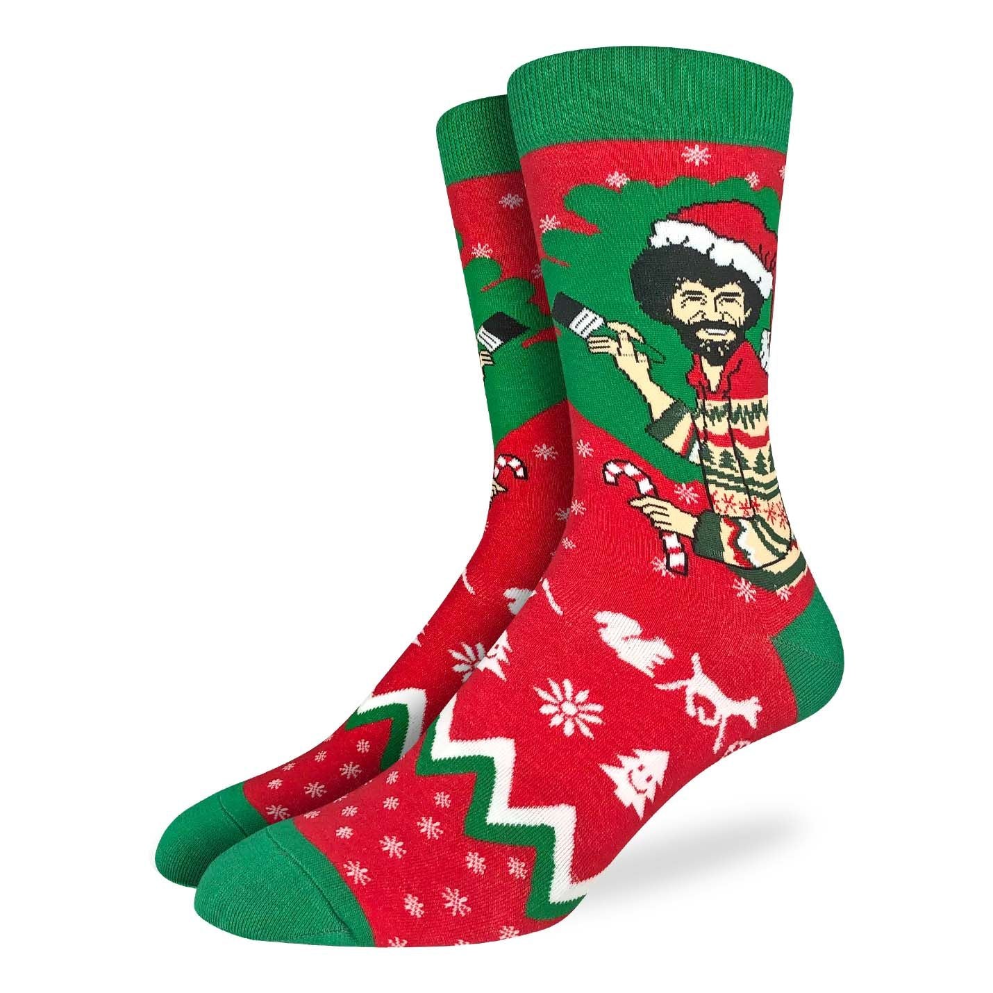 1584 - Men's Bob Ross Christmas Socks