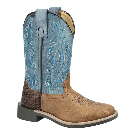 Boulet Youth Wide Square Toe Light Blue Shaft and Tan Foot