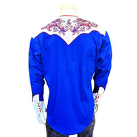 Rockmount Men’s Vintage 2-Tone Royal Blue & White Floral Embroidered Western Shirt - 6789