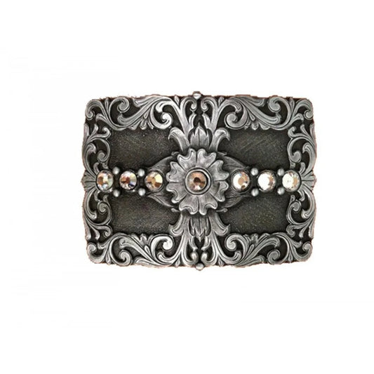 Antique Silver Floral Scroll , Rhinestones  Item 915226