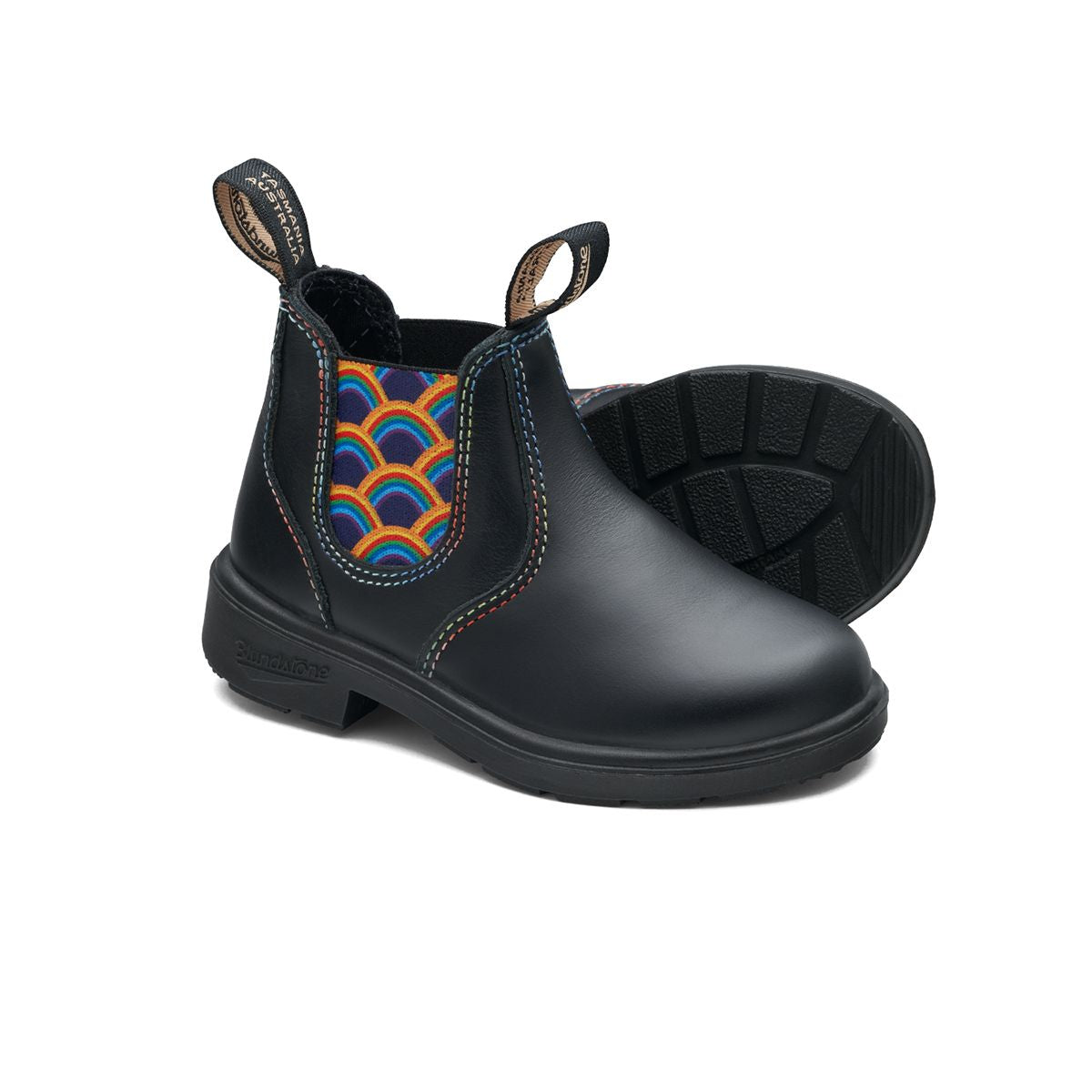 Kid's - 2254 Black with Rainbow Elastic and Contrast Stitching